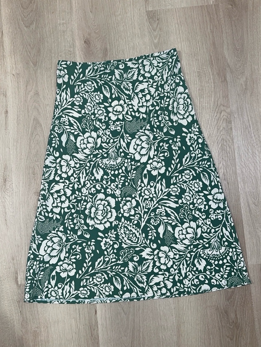 Rachel Zoe Green and White Floral A-Line Skirt